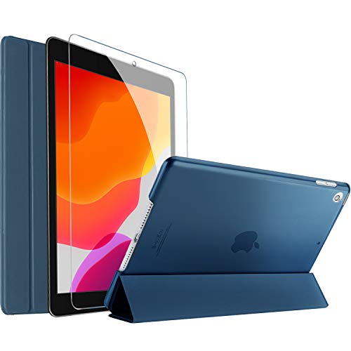 Product Cover ProCase iPad 7th Generation Case iPad 10.2 Case 2019 with Tempered Glass Screen Protector, Slim Stand Hard Shell Protective Smart Cover for 7th Gen iPad 10.2 Inch 2019 (A2197 A2198 A2200) -Navy