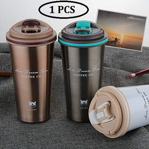 Product Cover RYLAN Stainless Steel Vacuum Insulated Travel Tea and Coffee Mug -Insulated Cup for Hot & Cold Drinks, Travel Thermos Flask with Lid- Golden (500ML)