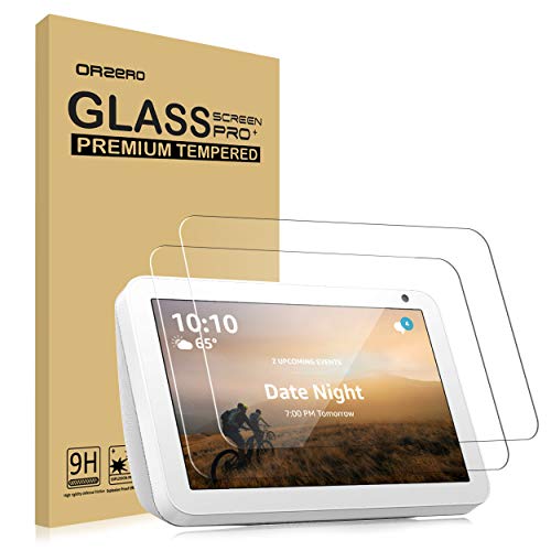 Product Cover (2 Pack) Orzero Compatible for Echo Show 8 Tempered Glass Screen Protector, 9 Hardness HD Anti-Scratch Full-Coverage (Lifetime Replacement)