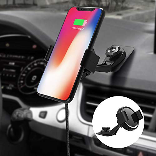 Product Cover KOAKUMA Car Phone Mount, Universal Smartphone Car Holder Cradle Wireless Car Charger Mount for iPhone 11 Pro Max 11 Pro 11 XS MAX XS XR X 8 Samsung Galaxy S10 S9 S8, Note 10 Note 9 and More (Black)