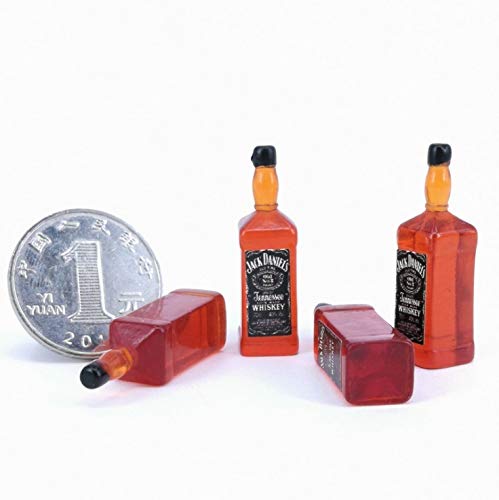 Product Cover Runfon Miniature Food Play Scene Model Dollhouse Mini Accessories 4 Whiskey Bottles