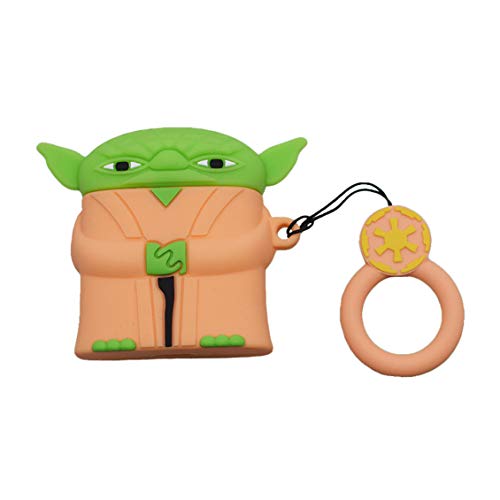 Product Cover ZOEAST(TM) AirPods 2&1 Case, Thick Soft Portable Keychain Finger Ring Protective Silicone Skin Cover Case [Front LED Not Visible] Compatible with Apple AirPods Earphone Charging Case (Master Yoda)