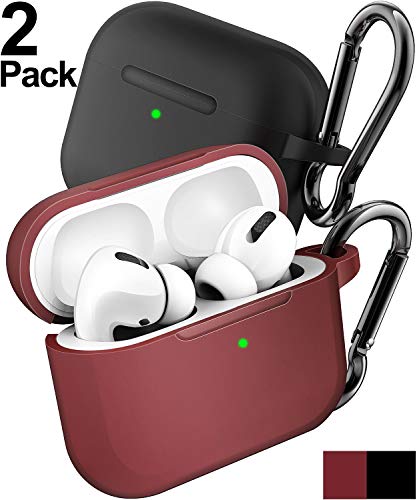 Product Cover Penom Case for AirPods Pro Case Cover (2 Pack) (Black&Wine Red)