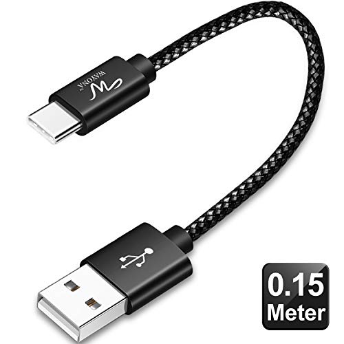 Product Cover Wayona USB Type C Cable Nylon Braided USB C QC 3.0 Fast Charging Short Power Bank Cable for Samsung Galaxy S10e/S10+/S10/S9/S9+/Note 9/S8/Note 8, LG G7 G5 G6, Moto G6 G7 (0.15M, Black)