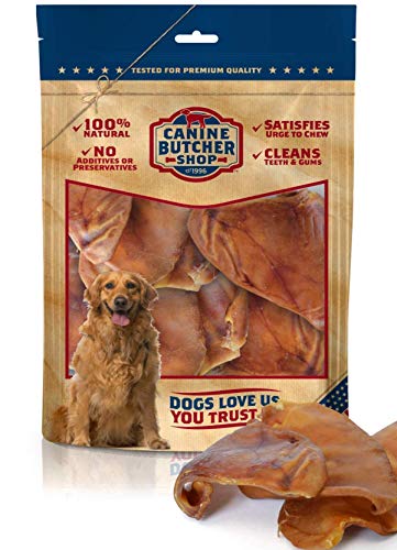 Product Cover Canine Butcher Shop All-Natural Pork, Single Ingredient Pig Ear Dog Treat Chews | Born, Raised and Made in USA (6-Count)