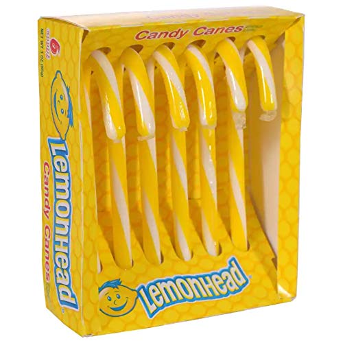 Product Cover Ferrara (1) Box Lemonhead Candy Canes - 6 Individually Wrapped Pieces Holiday Candy Per Box - Net Wt. 2.64 oz