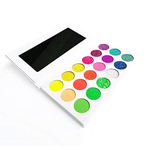 Product Cover 18 Bright Colors Eye Shadow Palette Matte Eyeshadow Makeup Palette Long Lasting Waterproof Neon Colorful Glitter Cosmetics,Glow in the Dark (18SWS)