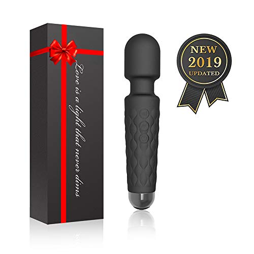 Product Cover Upgraded Powerful Vibrate Wand Massager with 20 Magic Vibration Modes, Whisper Quiet, Waterproof, Handheld, Cordless for Neck Shoulder Back Body Massage, Sports Recovery & Muscle Aches(Black)