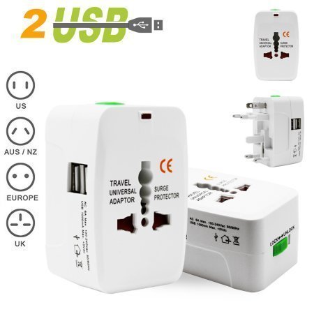 Product Cover Diniva Universal World Wide Travel Charger Adapter, Universal Adapter, Worldwide Travel Adapter with Built in Dual USB Charger Ports