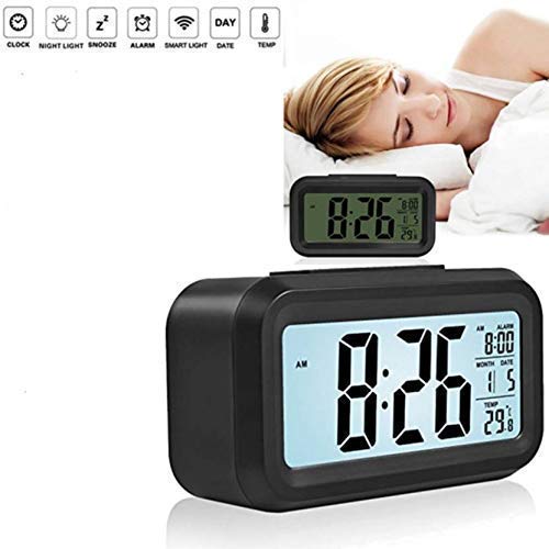 Product Cover UNIK BRANDTM Digital Smart Backlight Battery Operated Alarm Table Clock with Automatic Sensor, Date & Temperature (multi color)