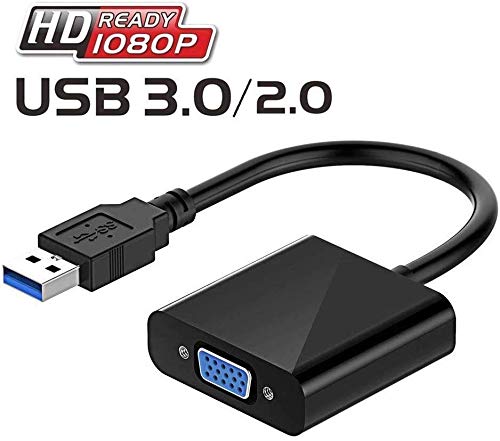 Product Cover USB to VGA Adapter,USB 3.0 to VGA Adapter Multi-Display Video Converter- PC Laptop Windows 7/8/8.1/10,Desktop, Laptop, PC, Monitor, Projector, HDTV, Chromebook Support Resolution 1080p-Black