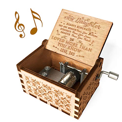 Product Cover Ucuber You are My Sunshine Music Box, Gift for Daughter from Dad, Wood Laser Engraved Vintage Cute Boxes, Best Gift Birthday/Valentine's Day/Wedding Day (Dad to Daughter)