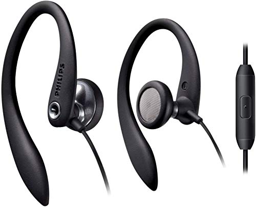 Product Cover Philips Over The Ear Sport Earbuds with Mic, Earphones for Sports, Running and Gym (SHS3305BK/27) - Black