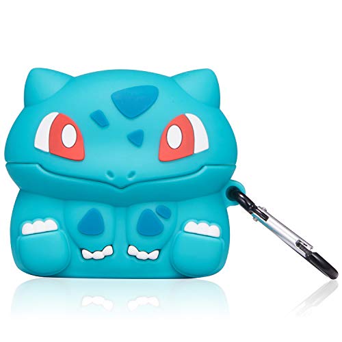 Product Cover Joyleop(Bulbasaur) for Airpods Pro/for Airpod 3 Case Cover, 3D Cute Cartoon Funny Fun Cool Stylish Fashion Kawaii Animal, Silicone Air pods Character Skin Keychain Accessories Kits for Airpod Pro/ 3
