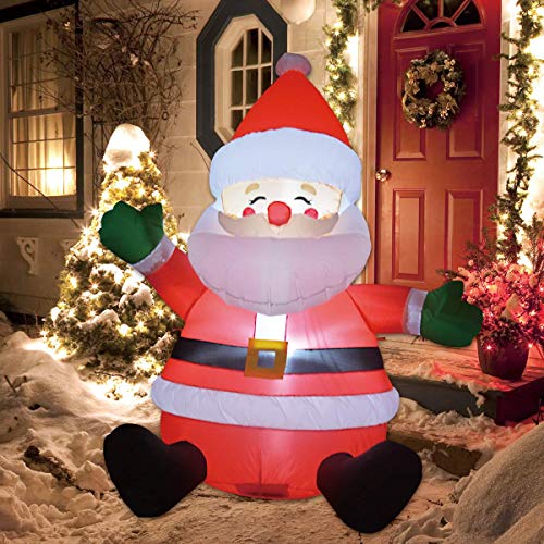 Product Cover GOOSH 5 FT Christmas Inflatable Santa Claus LED Lights Indoor Outdoor Yard Lawn Decoration - Cute Fun Xmas Holiday Blow Up Party Display
