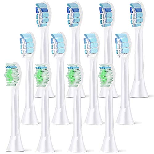 Product Cover 12 pack toothbrush heads, replacement brush heads compatible with phillips sonicare HX6063/64, Fit Plaque Control, Gum Health, FlexCare, HealthyWhite, Essence+ and EasyClean