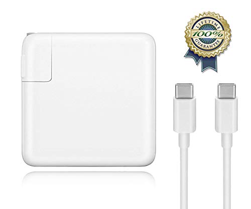 Product Cover Mac Book Pro Charger, 61W USB-C to USB-C AC Power Adapter Charger Replacement for MacBook Pro 13-inch,12-inch, MacBook Air 2018 with Type-C Charging Cable