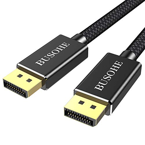 Product Cover 8K DisplayPort 1.4 Cable 10 Feet, BUSOHE Braided DisplayPort (DP) to DisplayPort (DP) Cable, Support 8K 60Hz, 4K 144Hz and HBR3 (Black)