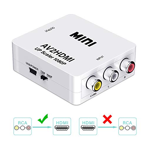 Product Cover KLKE RCA to HDMI Converter 1080P Mini CVBS to HDMI Composite Video Audio Converter AV to HDMI Converter Supports NTSC PC Laptop Xbox PS4 PS3 TV STB VHS VCR Camera DVD