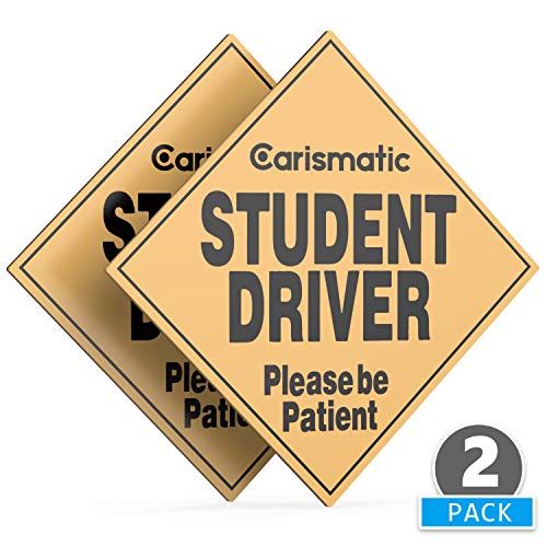 Product Cover Carismatic 2 Pcs Vehicle Universal Student Driver Magnet - Car Reflective Sticker for New Driver with Visible Large Text Removable