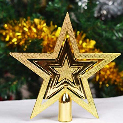Product Cover Lilone Top Star Christmas Decorations, Tree Hanging Ornament (Gold-15cm)