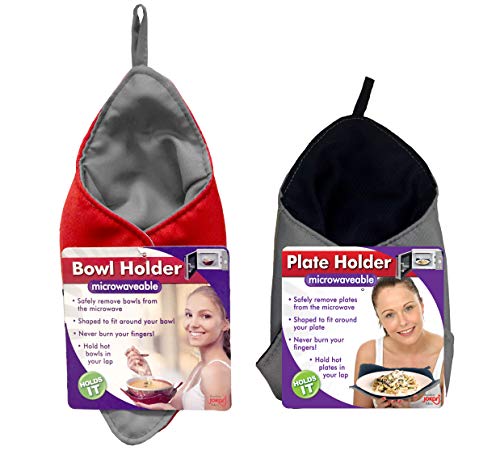 Product Cover Microwavable Heat Resistant Plate and Bowl Holder Bundle Pack Protects Hands From Hot Dishes. Microwave and Washing Machine Safe Kozy For Heating Soup or Leftover Food or Meals To Eat and Watch TV.
