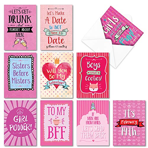 Product Cover NobleWorks, Be My Galentine - 10 Boxed Valentine's Day Greeting Cards with Envelopes - Vday Card Assortment for Women AC3355VDG-B1x10