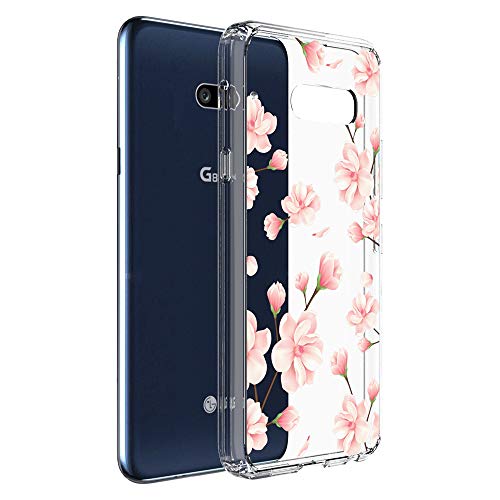 Product Cover Vinve for LG G8X ThinQ Case, LG V50S ThinQ Case, [Crystal Clear] Anti-Scratch Shockproof Cover Clear Hard Back Panel + TPU Bumper Slim Case (Peach Blossom)