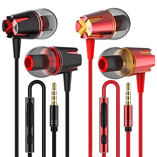 Product Cover YENIE Y5 Noise Isolating in Ear Canal Headphones Earphones with Pure Sound and Powerful Bass for iPhone, iPad, iPod, Samsung Smartphones and Tablets (Red and Black 2 Pairs)