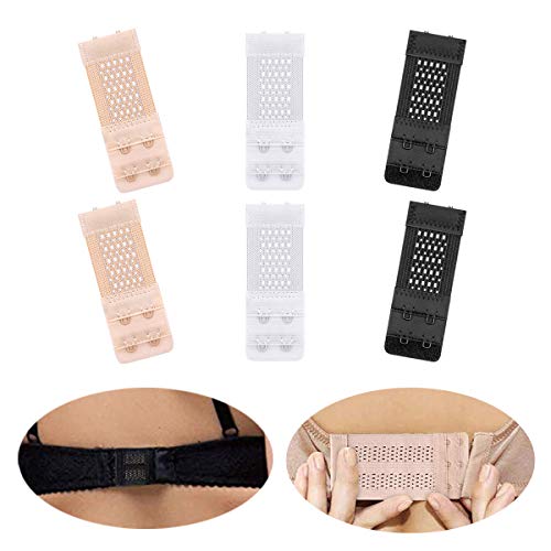 Product Cover Joojus Women's Bra Extenders Elastic Stretchy Bra Extender Band Bra Extension Straps, Add Soft Comfortable for Women 2 Rows 2 Hooks, 6 Pieces