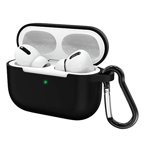 Product Cover AirPods Pro Case, ELECDOLPH Soft Silicone Cover for AirPods Pro Case, Slim-Fit, Visible Front LED, Scratch-Resistant Case Skin for AirPods Pro Charging Case (Black)