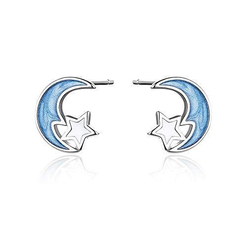 Product Cover Stud Earrings for Girls S925 Sterling Silver Hypoallergenic Moon Star Earrings Christmas Birthday Gifts for Girl Teen