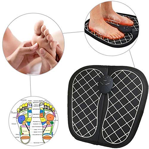 Product Cover Wazdorf Electric EMS Foot Massager Pad Feet Muscle Stimulator Improve Blood Circulation Relieve Ache Pain (Black)