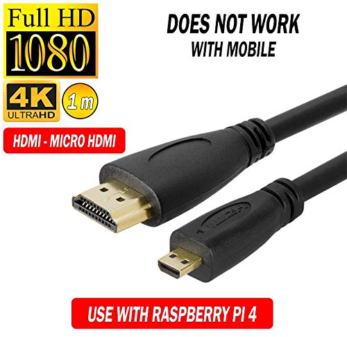 Product Cover Rpi shop - HDMI to Micro HDMI Cable (Not Micro-USB) 4K 1080p Resolution high Speed, Ethernet Audio for Raspberry Pi 4 B - 3 feet (can not use with Mobile)