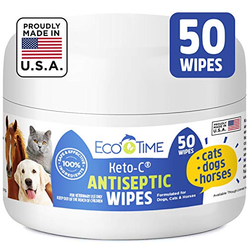 Product Cover EcoTime Keto Wipes - Ketoconazole Chlorhexidine Wipes for Dogs Cats - Antibacterial Antiseptic Treatment Pads - Keto Medicated Antifungal Antimicrobial Acne Ringworm Yeast - Dog Cat Horse Made in USA