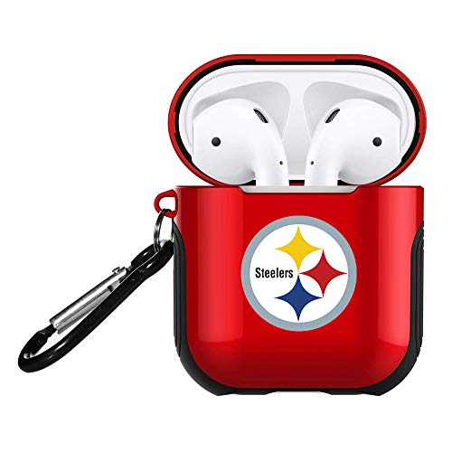 Product Cover Steelers AirPods Accessories Case Cover, Cute Airpods 2 and 1 Silicone Protective Case Dust Proof Shockproof Cover Skin with Carabiner, Compatible for Airpods Wirelss Charging Case Red