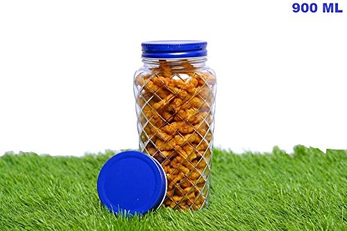 Product Cover Jars and Containers 900 ML Pineapple Shape Glass Jars for Kitchen Storage with Stylist Air Tight Lid (Blue, 1)