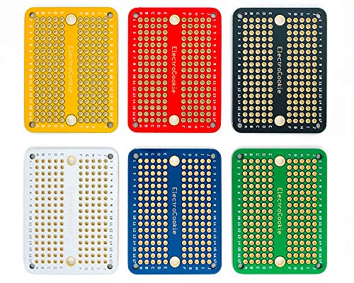 Product Cover Mini PCB Prototype Board Solderable Breadboard for Arduino and DIY Electronics Projects, Gold-Plated (6 Pack, Multicolor)