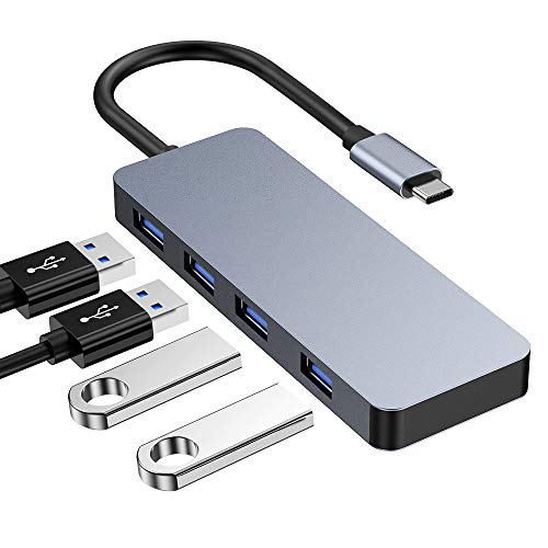 Product Cover USB C Hub, 4 USB Ports MacBook Pro Accessories, Type C to USB 3.0 Hub Adapter, High Speed Aluminum Data Hub Compatible with MacBook Pro, iMac Pro, Mac Mini/Pro, USB C Devices