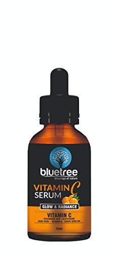 Product Cover Bluetree Vitamin C Serum - Daily Brightening & Anti Aging Formula for Face & Skin - Reduce Appearance Of Wrinkles, Pigmentation, Dark Circles, Fine Lines, Sun Damage - Boost Collagen - 15ml