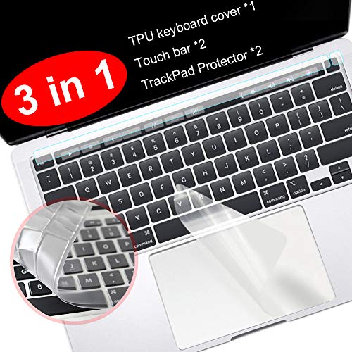 Product Cover Lapogy 3 in 1 MacBook Pro 16 inch Keyboard Cover,Touch Bar Protector Touch ID US Layout Keyboard Protective Skin,Anti-Scratch Trackpad Protector Skin,Model A2141 2019,MacBook pro 16 inch Accessories