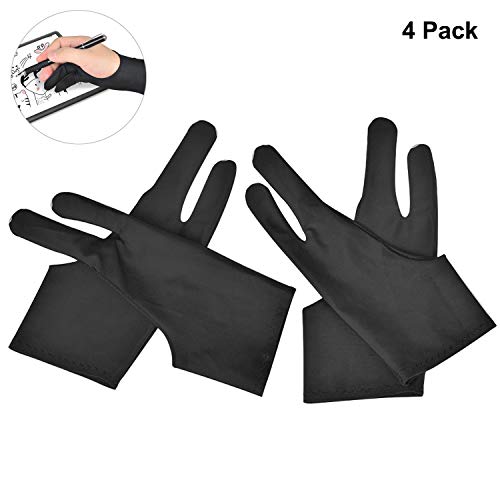 Product Cover OTraki Two Finger Artist Glove 4 Pack Anti Smudges Graphic Drawing Gloves for Tablet Pad Monitor Painting Paper Sketching, Universal for Left and Right Hand - 3.54 x 8.86 inch