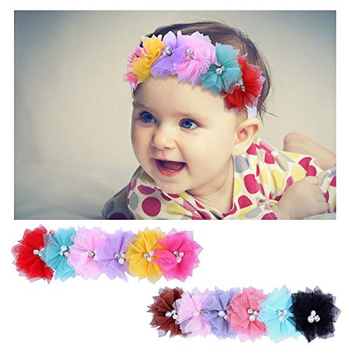 Product Cover Senbowe Baby Girls Headbands Chiffon Flower Lace Soft Stretchy Hair Band Hair Accessories for Baby Girls Newborns Infants Toddlers and Kids