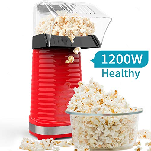 Product Cover Be1 Electric Hot Air Popcorn Popper Maker for Home Party Kids, No Oil Needed, High Efficiency, Healthy Snack and Less Calories, DIY Your Own Taste-Red