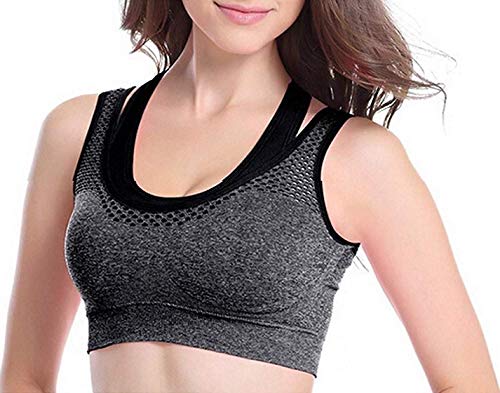 Product Cover Two Dots Dual Support Padded Sports Bra for Gym Yoga Dancing Workout or Aerobic Dark Grey
