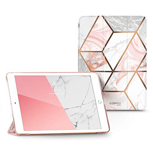 Product Cover i-Blason Cosmo Lite Case for New iPad 7th Generation, iPad 10.2 2019 Case, Slim Trifold Stand Smart Case Translucent Hard Back Protective Cover with Auto Sleep/Wake (Marble)