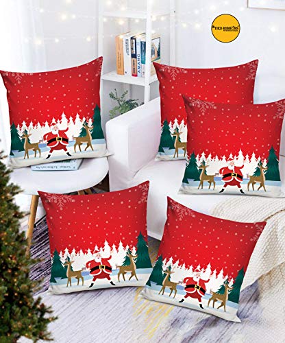 Product Cover TIED RIBBONS Decorative Cushion Pillow Covers for Christmas & Xmas (12 Inch X 12 Inch,Set of 5)