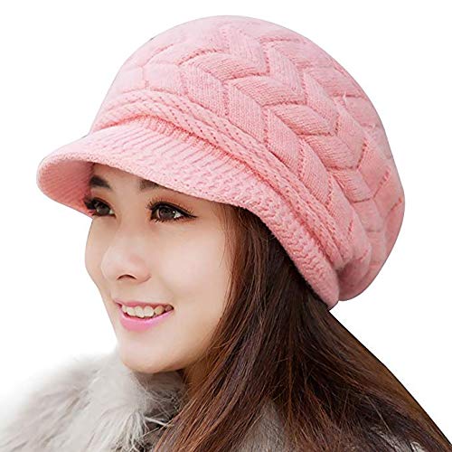 Product Cover Womens Winter Warm Knit Beanie Hat Wool Slouchy Caps with Visor