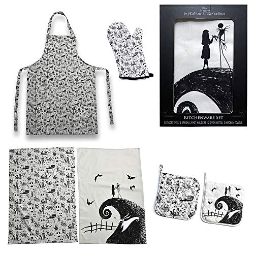 Product Cover Seven Times Six Disney Nightmare Before Christmas Jack and Sally Baking Set (Apron, Towels, Mitts, and Pot Holders)