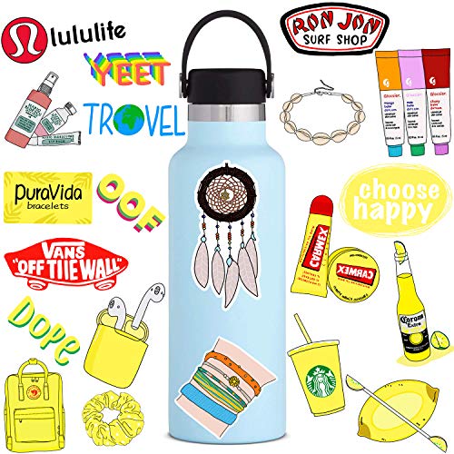 Product Cover Yellow Stickers for Water Bottle 【100pcs】 VSCO Stickers for Girls Personalized Computers Laptop Skins Vinyl Decals for Hydro Flask Bike Luggage Guitar iPad